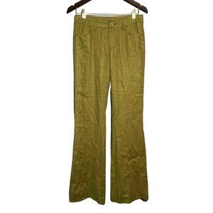 Cabi Linen Pants Flare Bootcut Trousers Chinos Women Size 2 Green Beach Wide Leg
